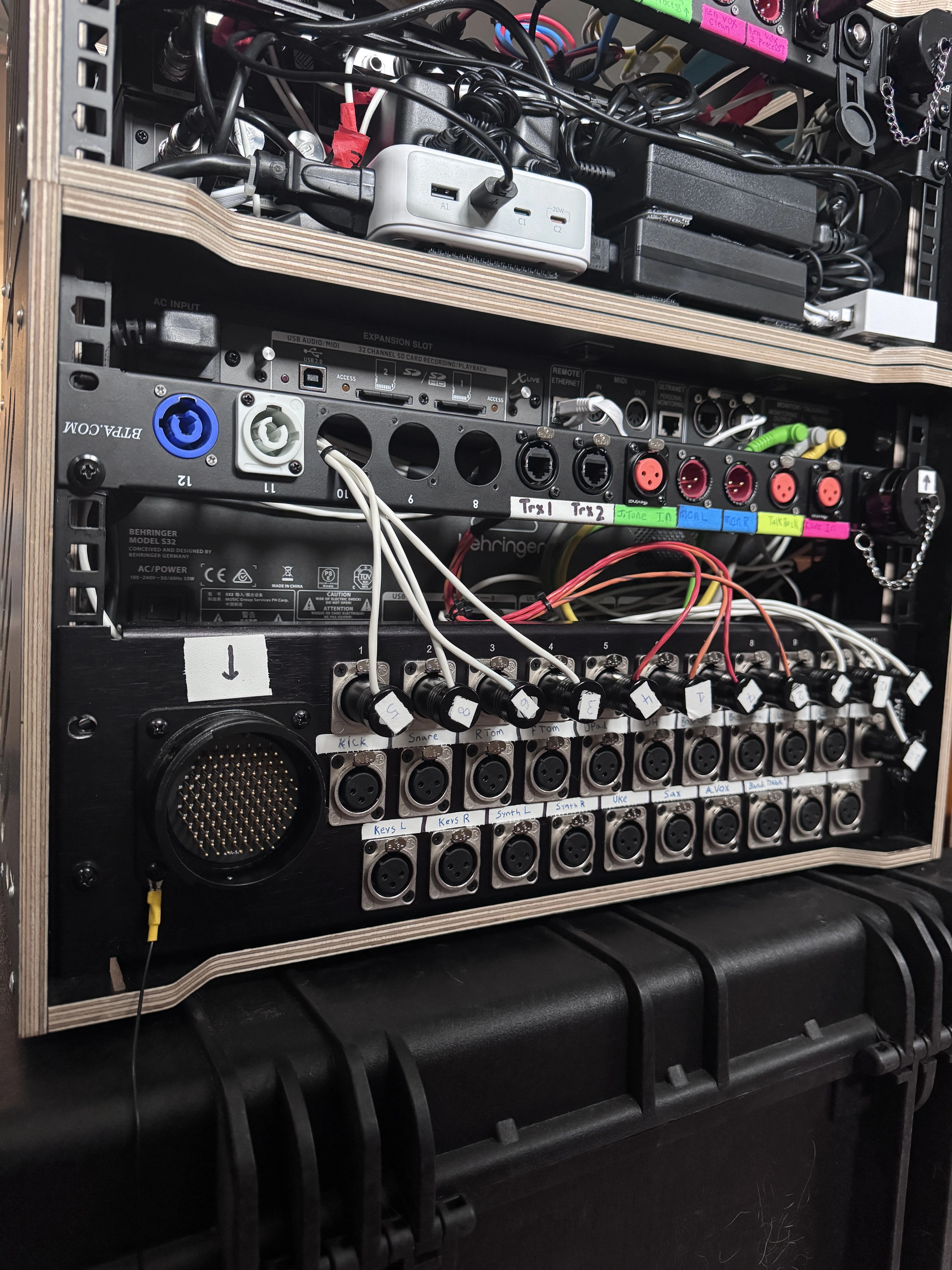 Multipin connector on band rig — single trunk output to FOH
